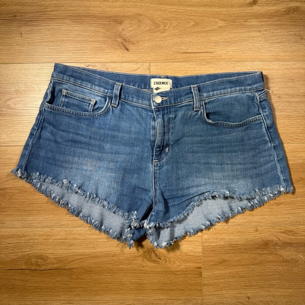 L’Agence‎ Zoe The Perfect Fit Short Blue Denim Women Shorts Size 32 Plus Size